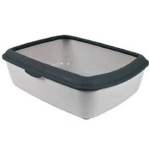 trixie classic cat litter tray with rim petrol white