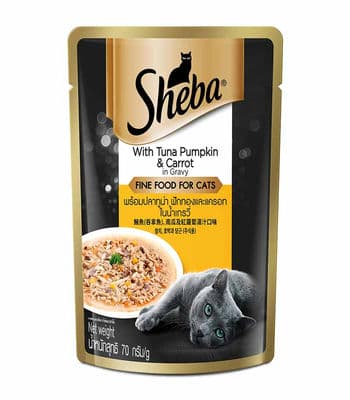 Sheba Rich Premium Adult (+1 Year) Wet Cat Food, Tuna Pumpkin Carrot In Gravy - 70G