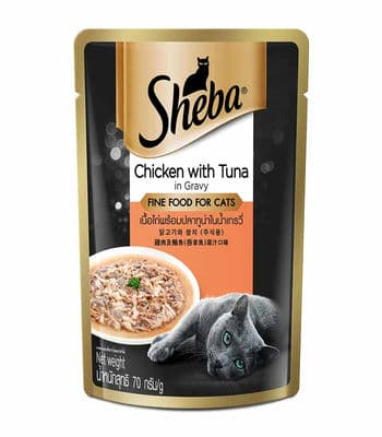 Sheba Rich Premium Adult (+1 Year) Wet Cat Food, Chicken With Tuna In Gravy - 70G