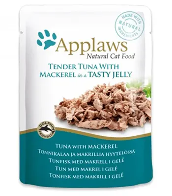 Applaws Cat Pouch Tuna Wholemeat with Mackeral in Jelly Cat Food, 70 Gms