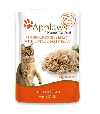 Applaws Natural Tender Chicken Breast with Liver in Jelly Cat Food, 70 Gms