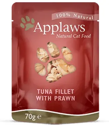 Applaws Natural Tuna Fillet with Pacific Prawn in Broth Cat Food, 70 Gms