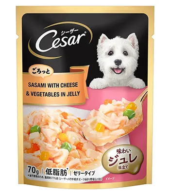 Cesar Adult Wet Dog Food, Sasami with Cheese Vegetables in Jelly, 70gm