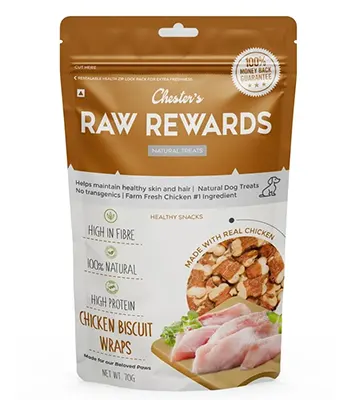 Chester's Raw Rewards Dog Treats Chicken Biscuit Wraps 50 Gm