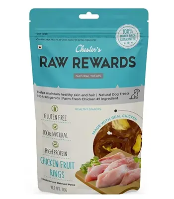 Chester's Raw Rewards Dog Treats Chicken Fruit Rings 50 Gm