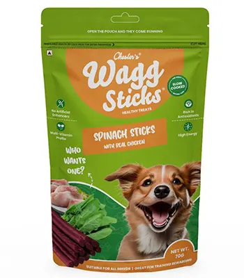 Chesters Wagg Sticks Healthy Treats For All Breads And Sizes (Spinach Flavor 70 Gm)