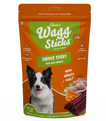 Chesters Wagg Sticks Healthy Treats For All Dog Breads And Sizes (Carrot Flavor 70 Gm)