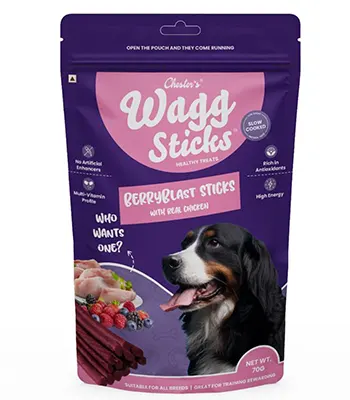 Chesters Wagg Sticks Healthy Treats For All Dog Breads And Sizes (BerryBlast Flavor 70 Gm)