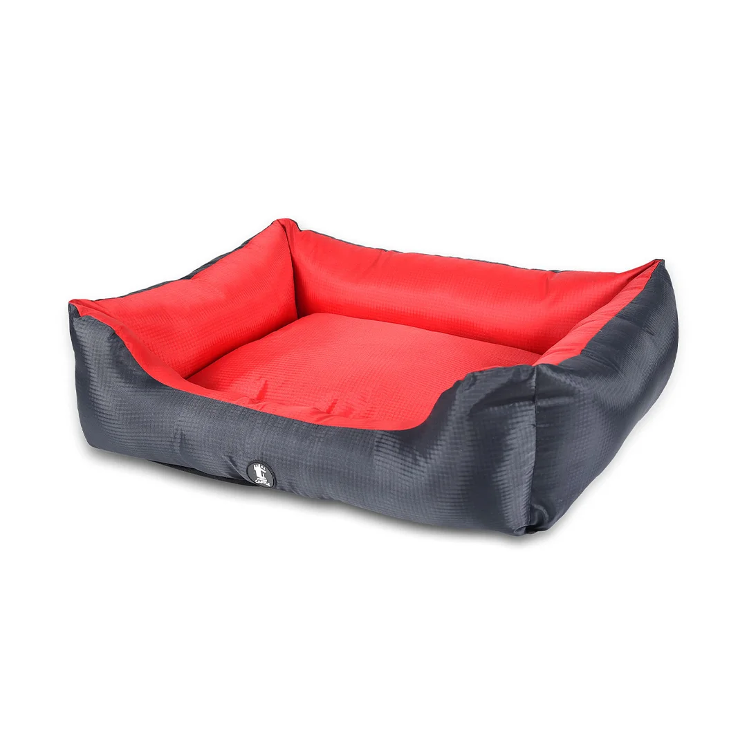 Furry Castle Chew Proof and Water repellent Lounger Dog Bed- Red