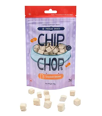 Chip Chop Freeze Dried Chicken Breast Treat for Dogs, Highly Nutritional and Digestible Snack, No Artificial Flavor, Nutritional Snack, 35gm