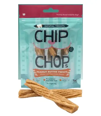 Chip Chops Peanut Butter Twists Chicken and Peanut Butter Dog Treat,100 Grams