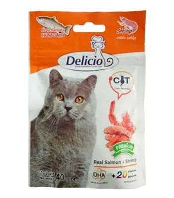 Delicio Salmon + Shrimp Cat Treat, 40 Gms