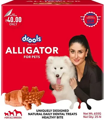 Drools Alligator Dental Treat, 25 Pcs Box - Puppies and Adult Dogs