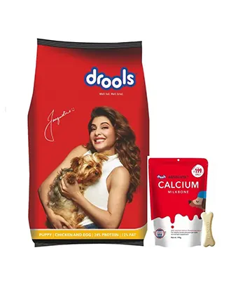 Drools Chicken and Egg Puppy food 3kg + 20pcs Bone Combo
