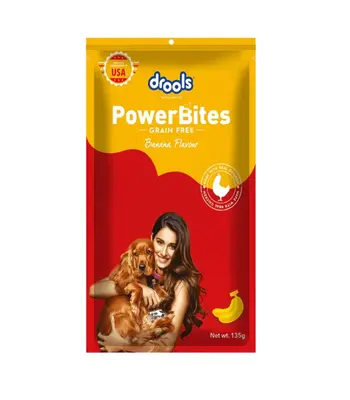 Drools Power Bites Banana Flavour - Real Chicken, Dog Treats,135 g