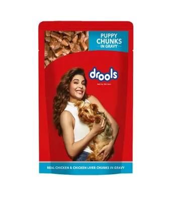 Drools Real Chicken and Chicken Liver Chunks in Gravy Puppy Wet Food For Dogs - 150 Gms