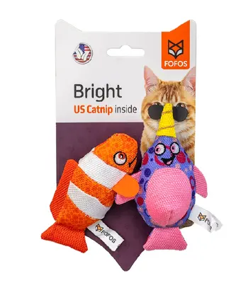 FOFOS Sperm Whales with Clown Fish Cat Plush Toys - Catnip Cat Toy ( Pack of two toys)