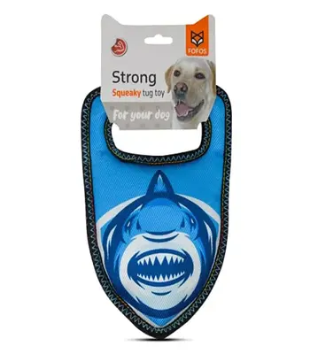 FOFOS Tough Dog Toy Strong Shark - Squeaky Plush Dog Toy