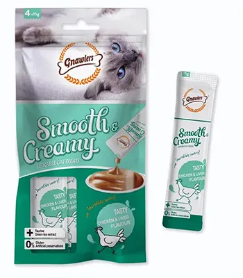 Gnawlers Smooth Creamy Treat with Chicken and Liver - Wet Treat - Adult Cat Treat