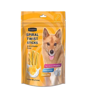 Goodies Spiral Twist Sticks,Milk and Cheese - Puppy and Adult Dogs Treat