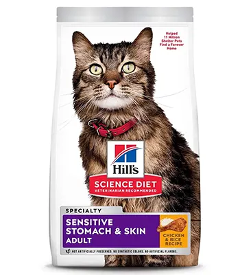 Hill's Science Diet Sensitive Stomach and Skin , Chicken and Barley, 1.59 Kgs - Adult Cat Dry Food