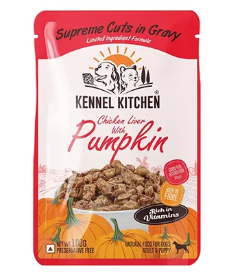 Kennel Kitchen Supreme Cuts in Gravy Chicken Liver With Pumpkin- Puppy and Adult Dog Food