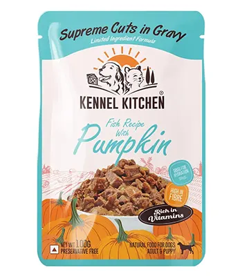 Kennel Kitchen Supreme Cuts in Gravy Fish With Pumpkin - Puppy and Adult Dog Food
