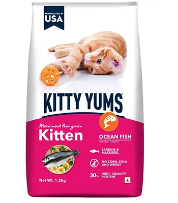 Kitty Yums Kitten (1-12 Months),Ocean Fish - Dry Kitten Food,1.2 Kg