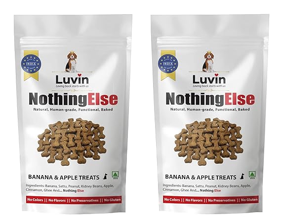 Luvin Apple and Banana Vegetarian Treat for Dogs | Banana and Apple Treats 150g | Wholesome and Natural Human Grade Vegetarian Treat for Dogs |