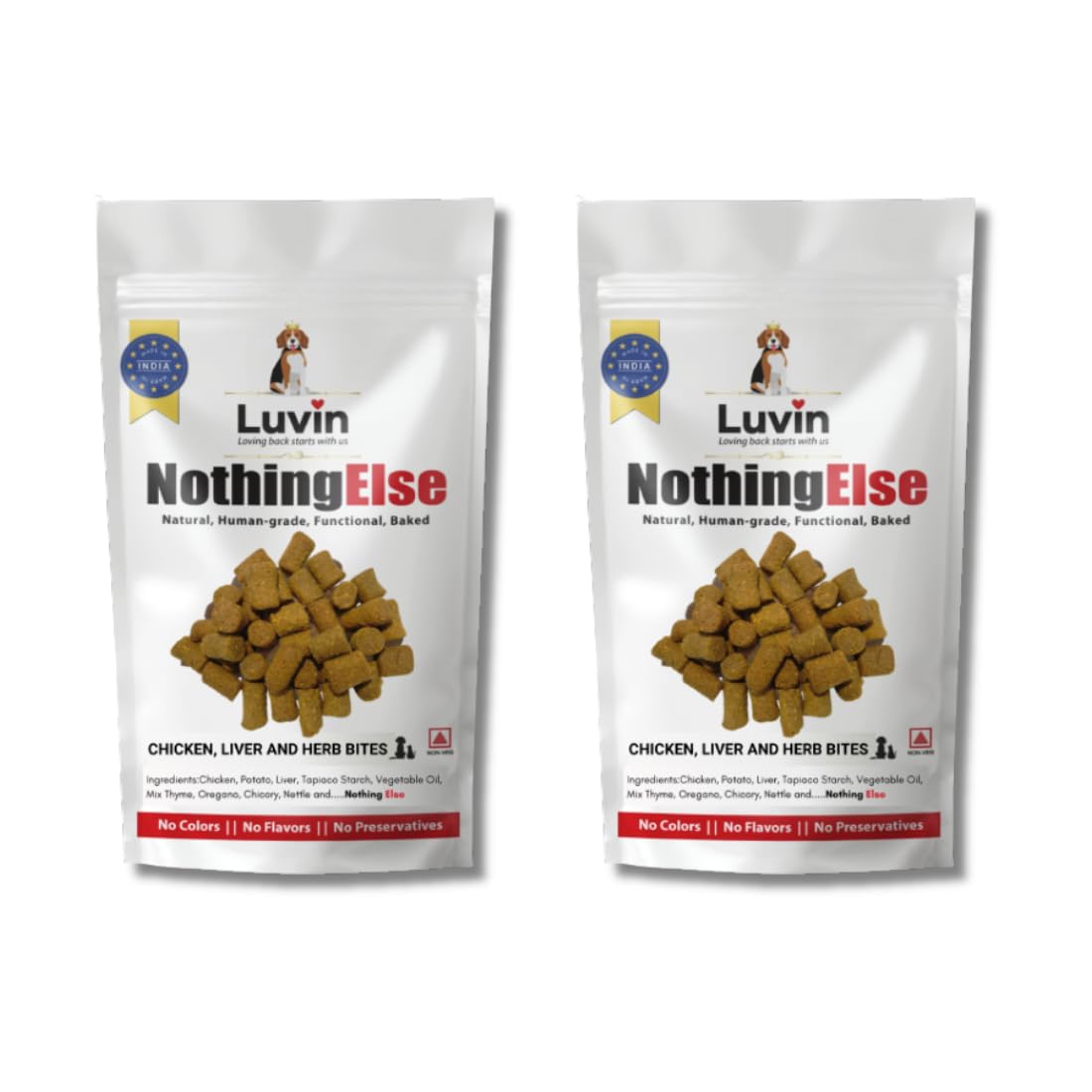 Luvin Nothing Else Chicken, Liver and Herb Bites 150g (Pack of 2) Human-Grade Treats for Dogs and Cats | No Colors | No Flavors | No Preservatives 