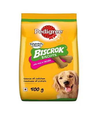 Pedigree Biscrock With Milk Dog Chicken Biscuits  - Puppy Adult Dogs