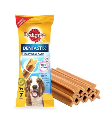 Pedigree Dentastix Dog Treat Oral Care For Adult Medium Breed (10-25 Kgs), (7 Sticks)