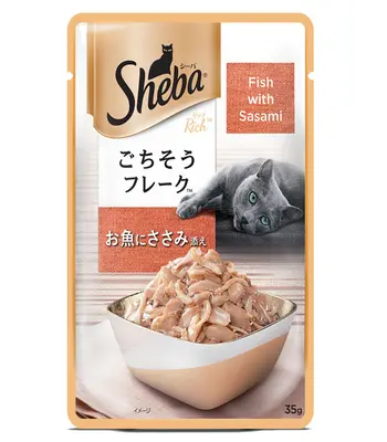 Sheba Fish with Sasami Pouch, Cat Wet Food, 35g