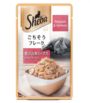 Sheba Skipjack Salmon Pouch, Cat Wet Food, 35g