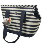 FOFOS Mesh Shoulder Carrier with Blue White Stripes - Small Breed Dogs and Cats