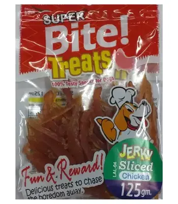 Super Bite Jerky Sliced Chicken Treats 125 Grams