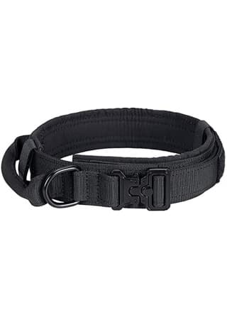Whoof Whoof - Adjustable Tactical Collar Black, Heavy Duty, Medium to Large Dogs