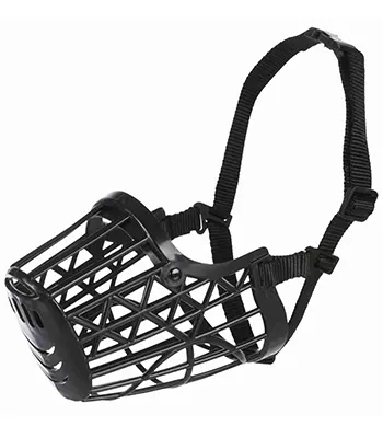 Trixie Plastic Enclosed Dog Muzzle, Made with Durable Plastic Material, Lightweight and Fully Adjustable – Black