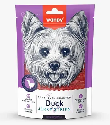 Wanpy Soft Oven Roasted Duck Jerky Strips - Dog Treats