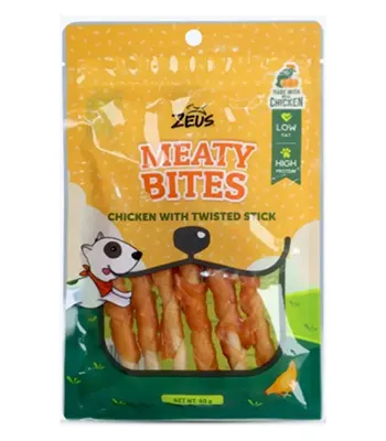 Zeus Meaty Bites Chicken With Twisted Stick Dog Treats - 60 gm